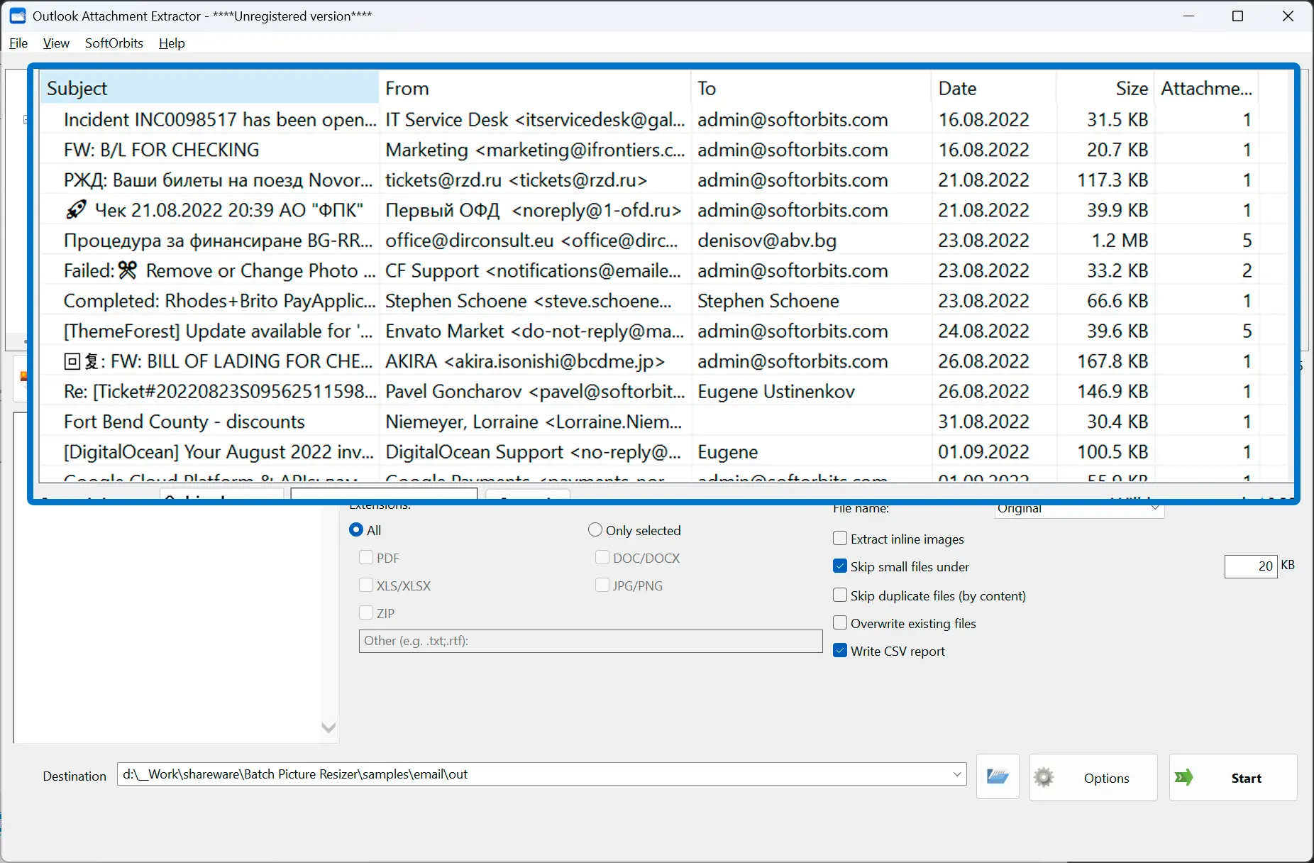 Pick folders or messages.