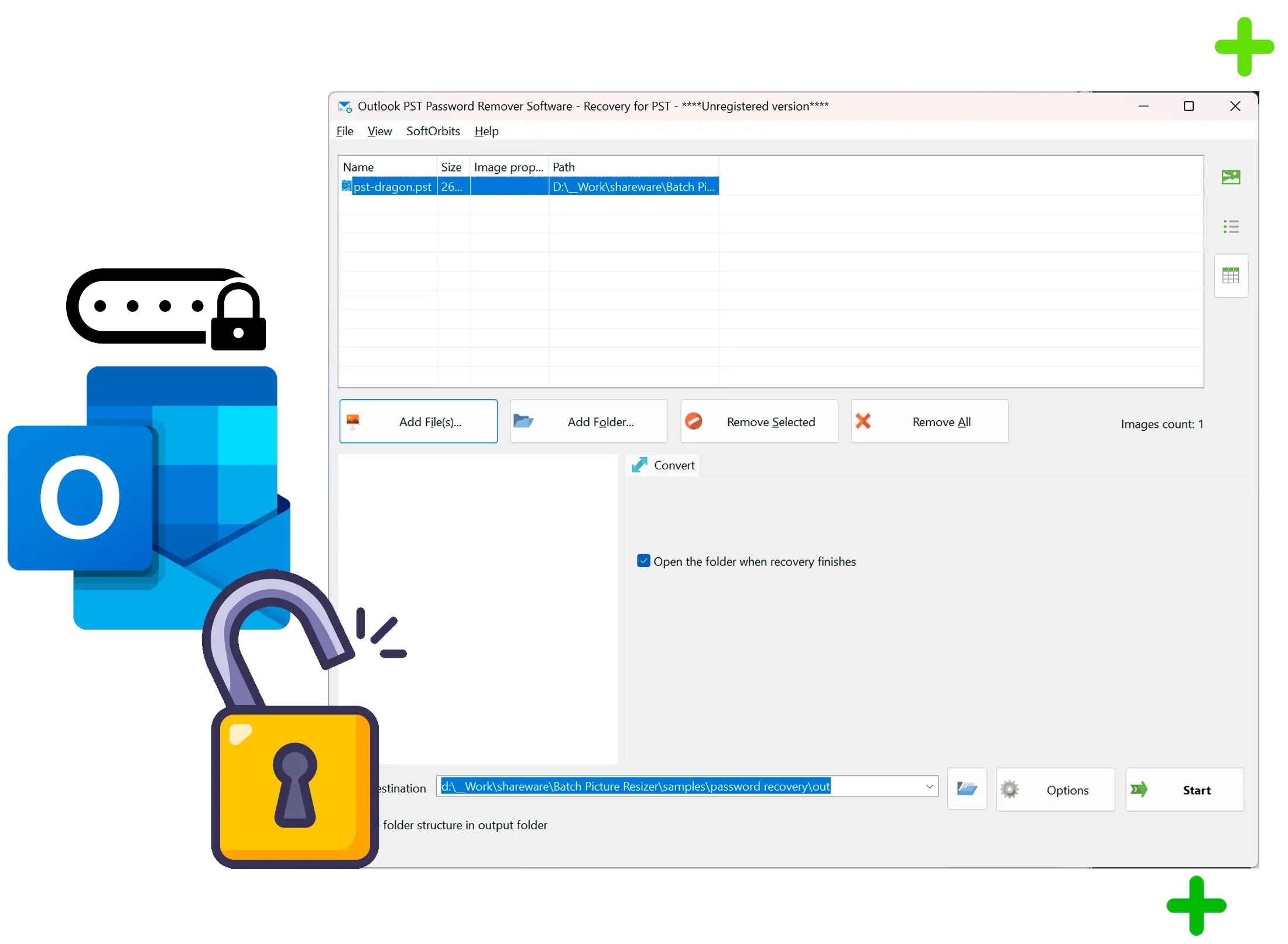 Outlook PST Password Recovery Screenshot.
