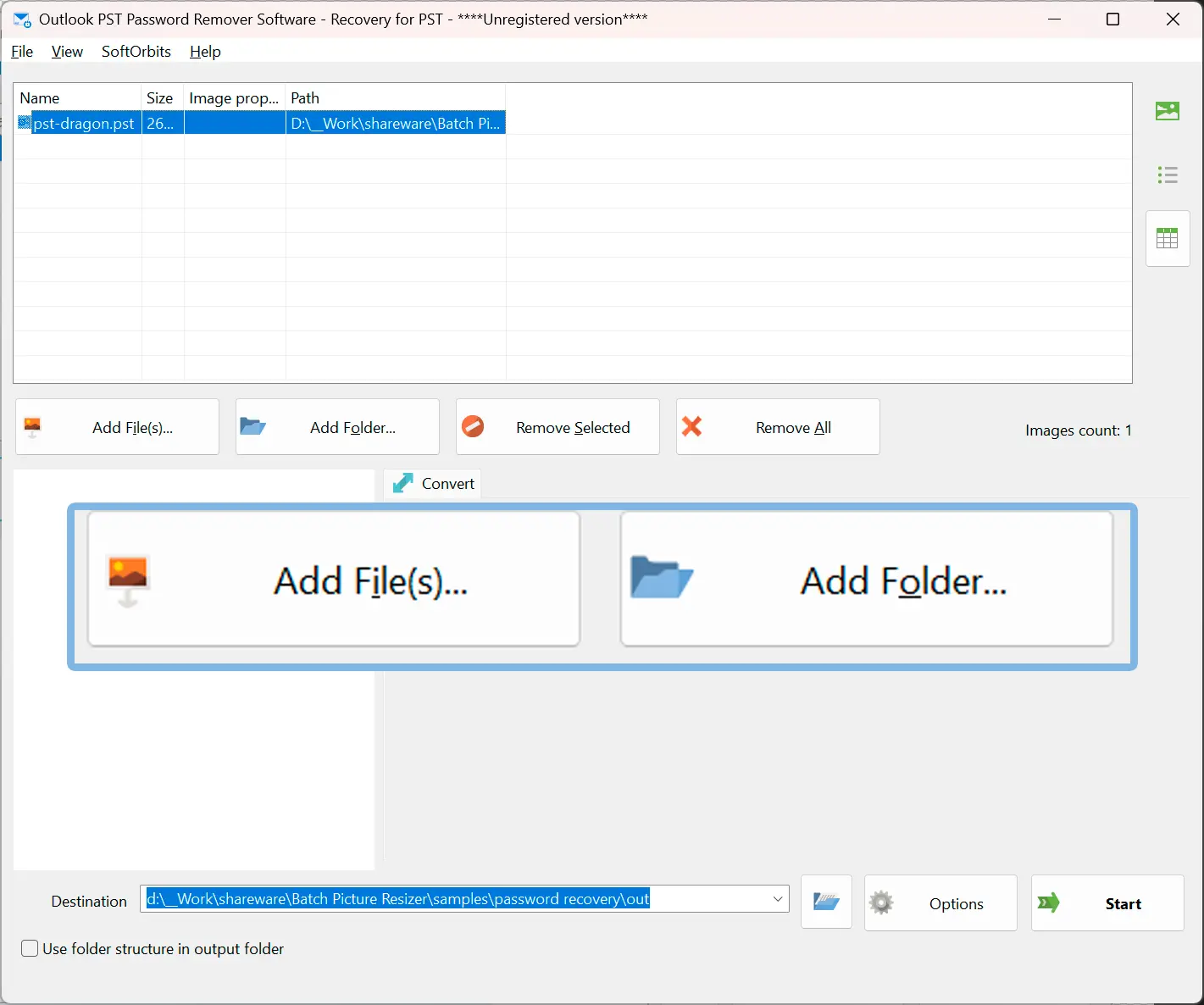 Add your .pst files.