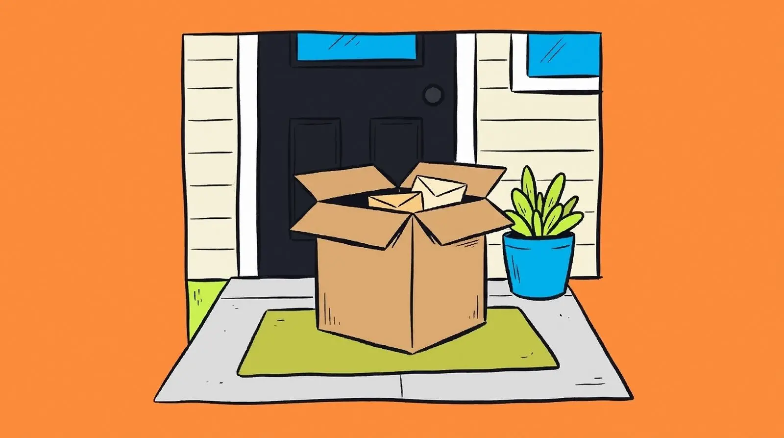 A moving box by the front door of a new house.