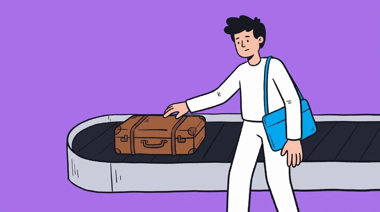 A single suitcase arriving on an airport baggage belt.