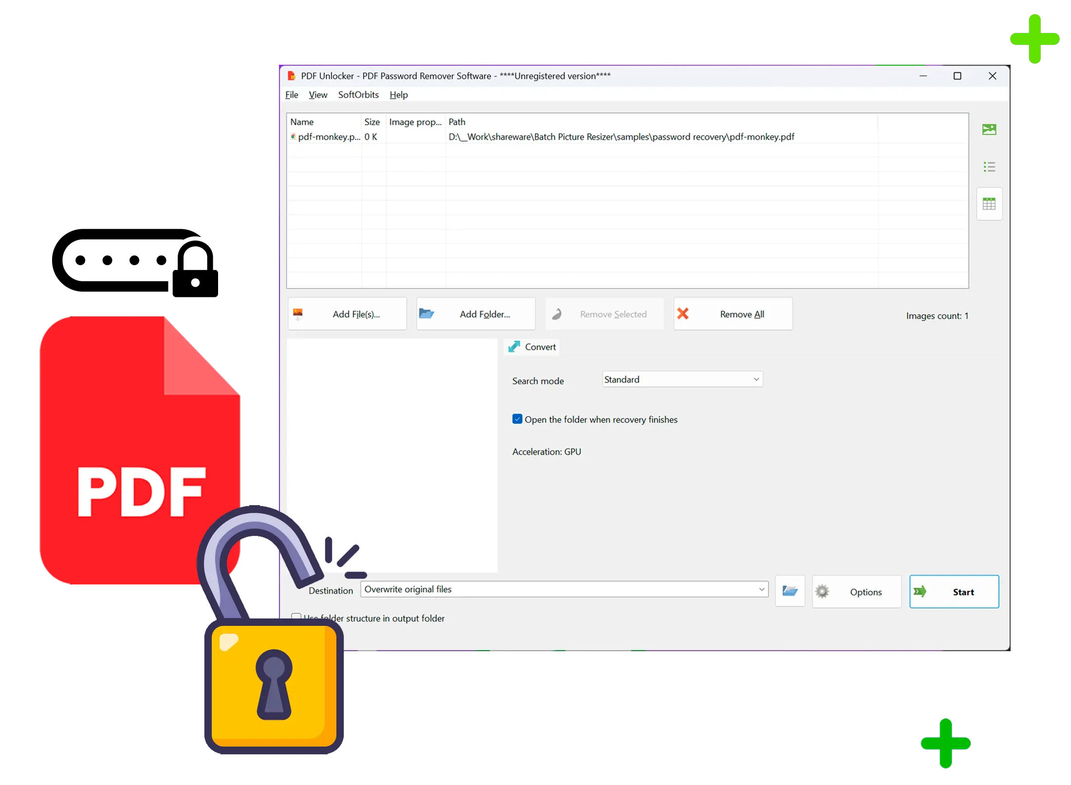 PDF Password Recovery Screenshot.