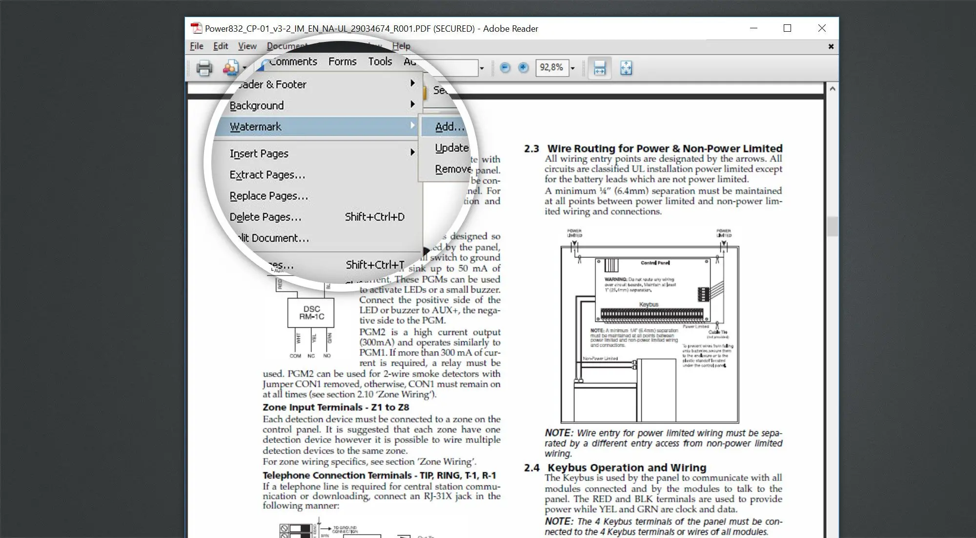 Remove watermark from PDF using Adobe Acrobat Reader.