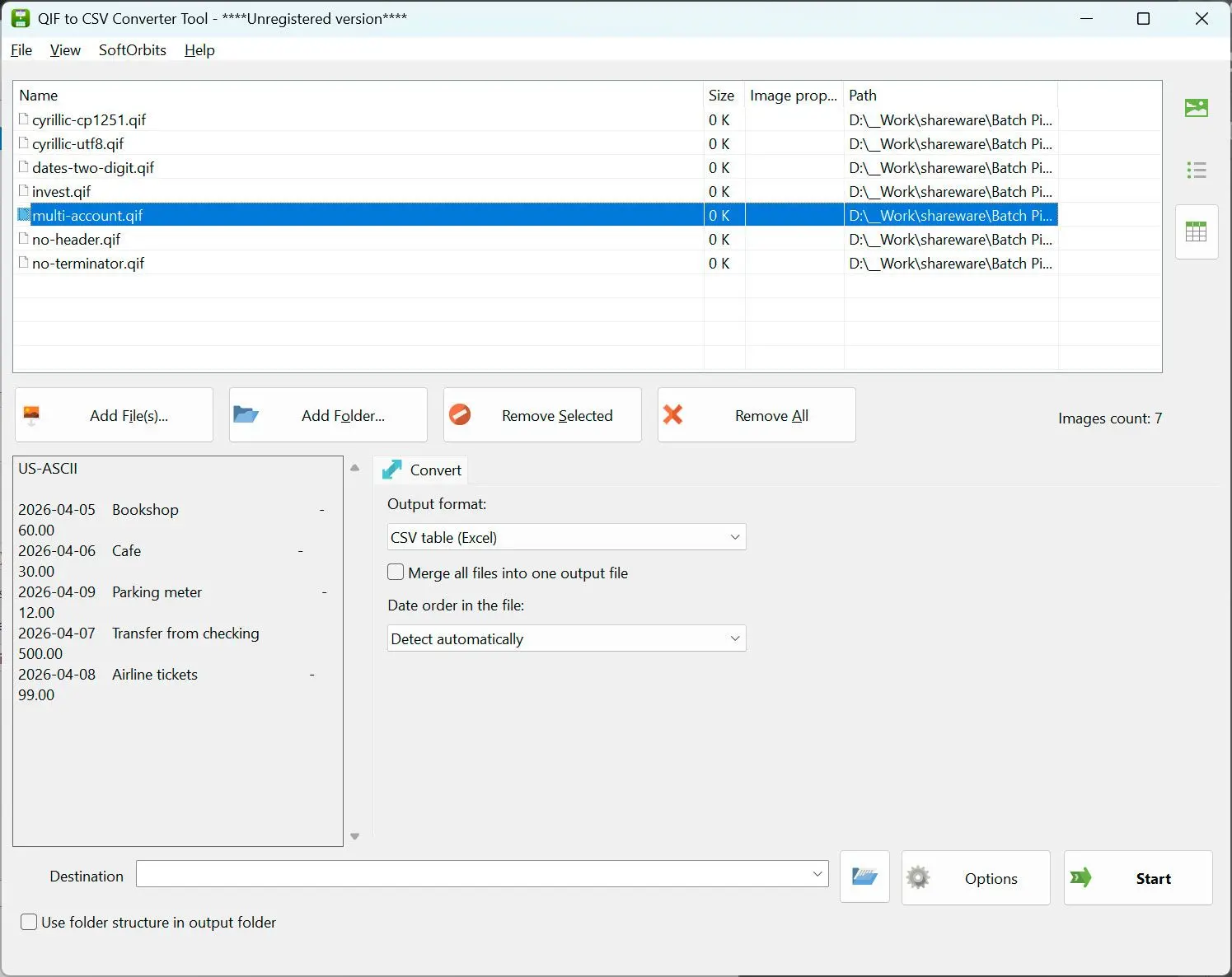 QIF to QBO Converter Screenshot.