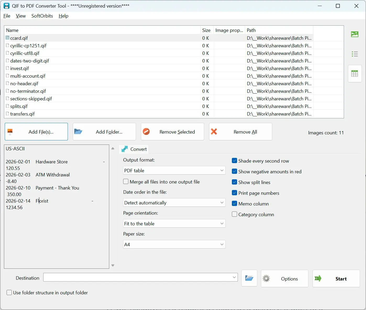 QIF to QBO Converter Screenshot.