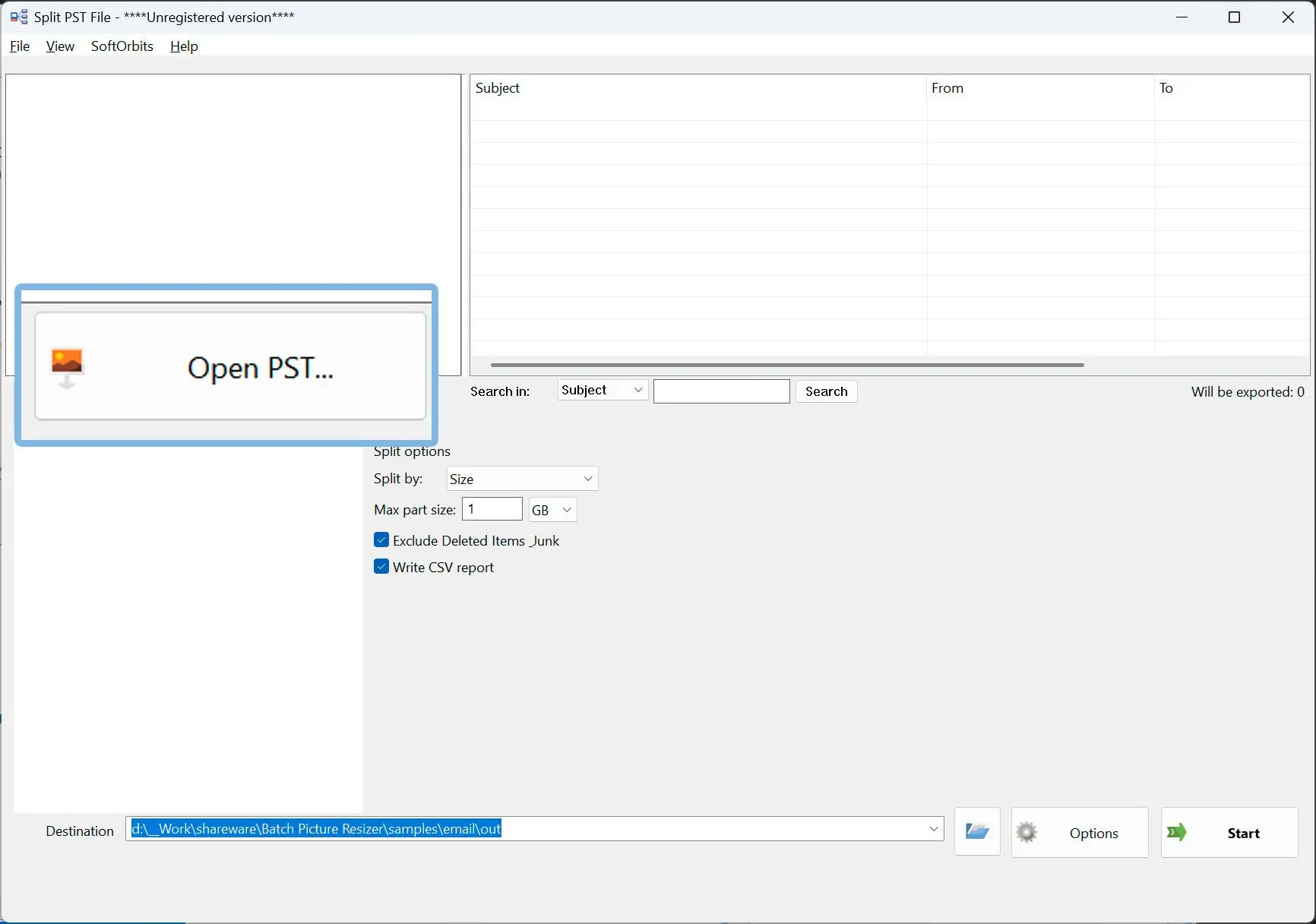 Add your PST or OST file.