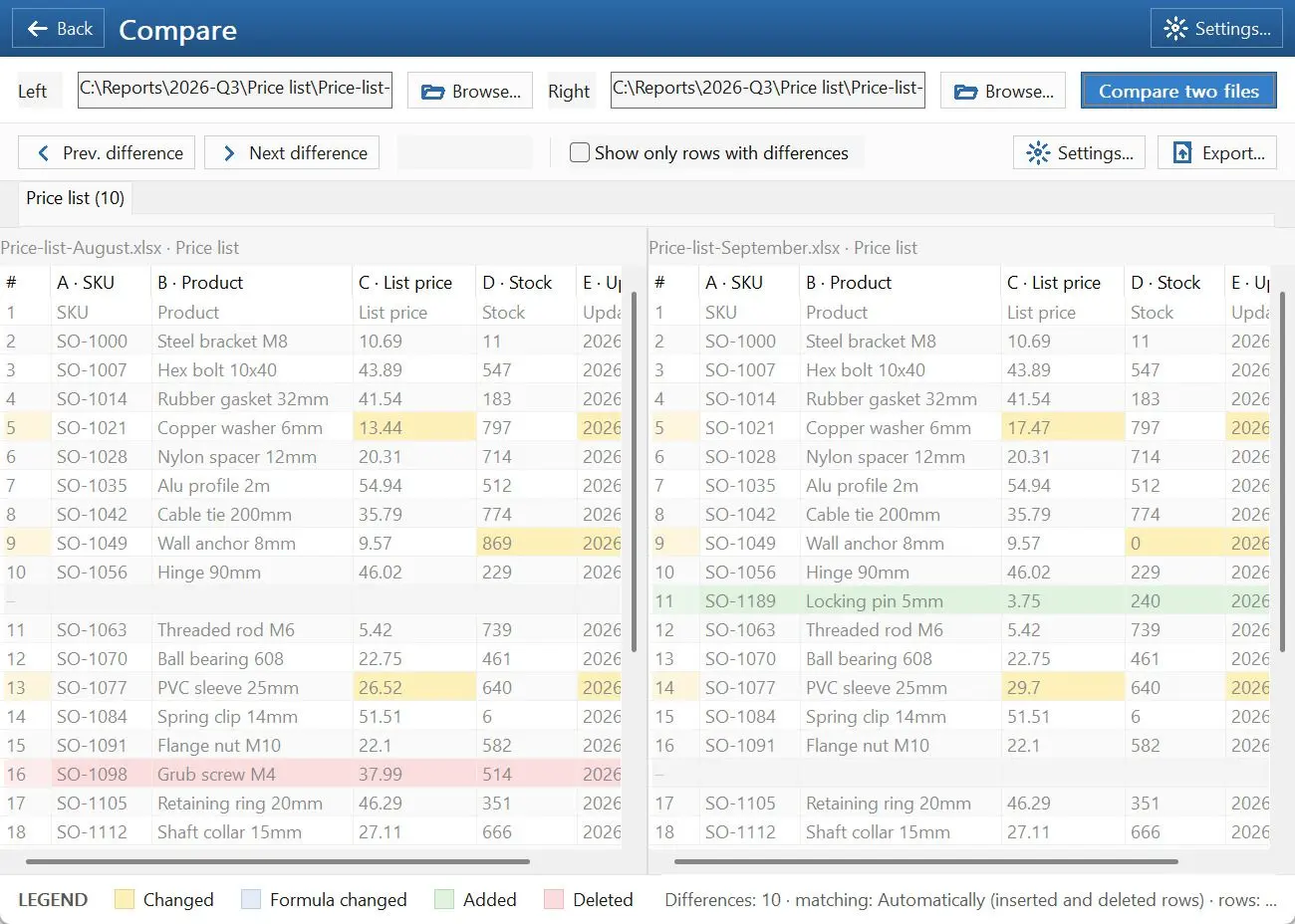 Spreadsheet Compare & Merge Tool for Excel - Combine Excel Files into One Screenshot.