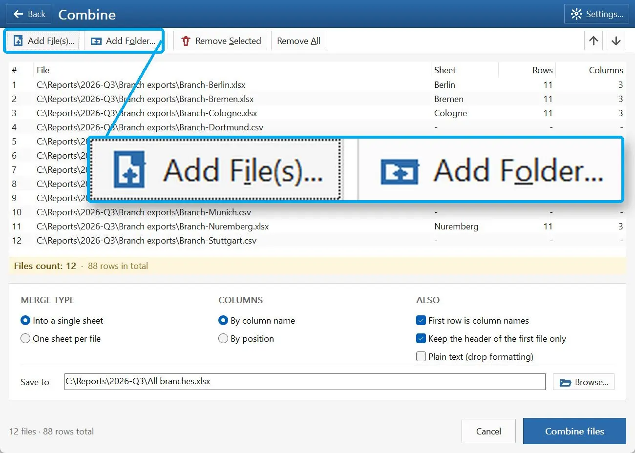 Add your files.