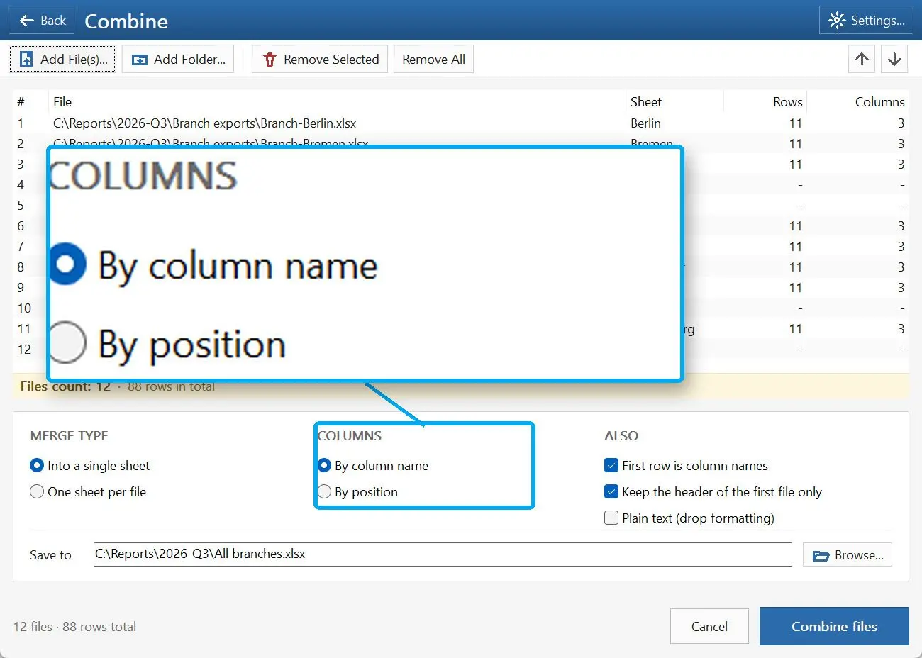 Decide how the columns line up.