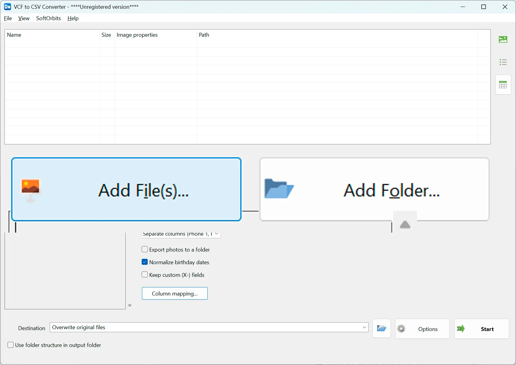 Add your vCard files.