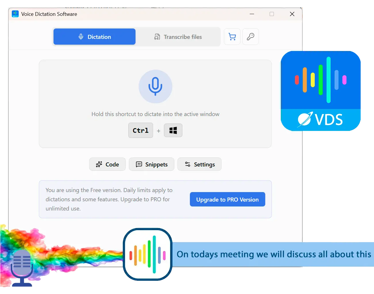 SayOnce: Voice Dictation Software Screenshot.