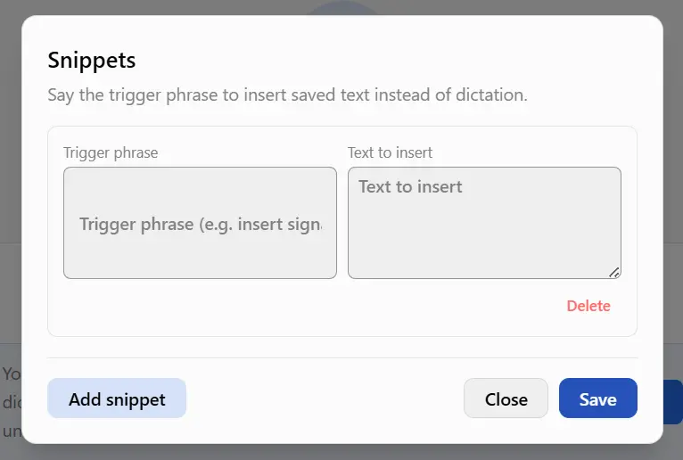(Optional) Configure Presets, Snippets and Dictionary.