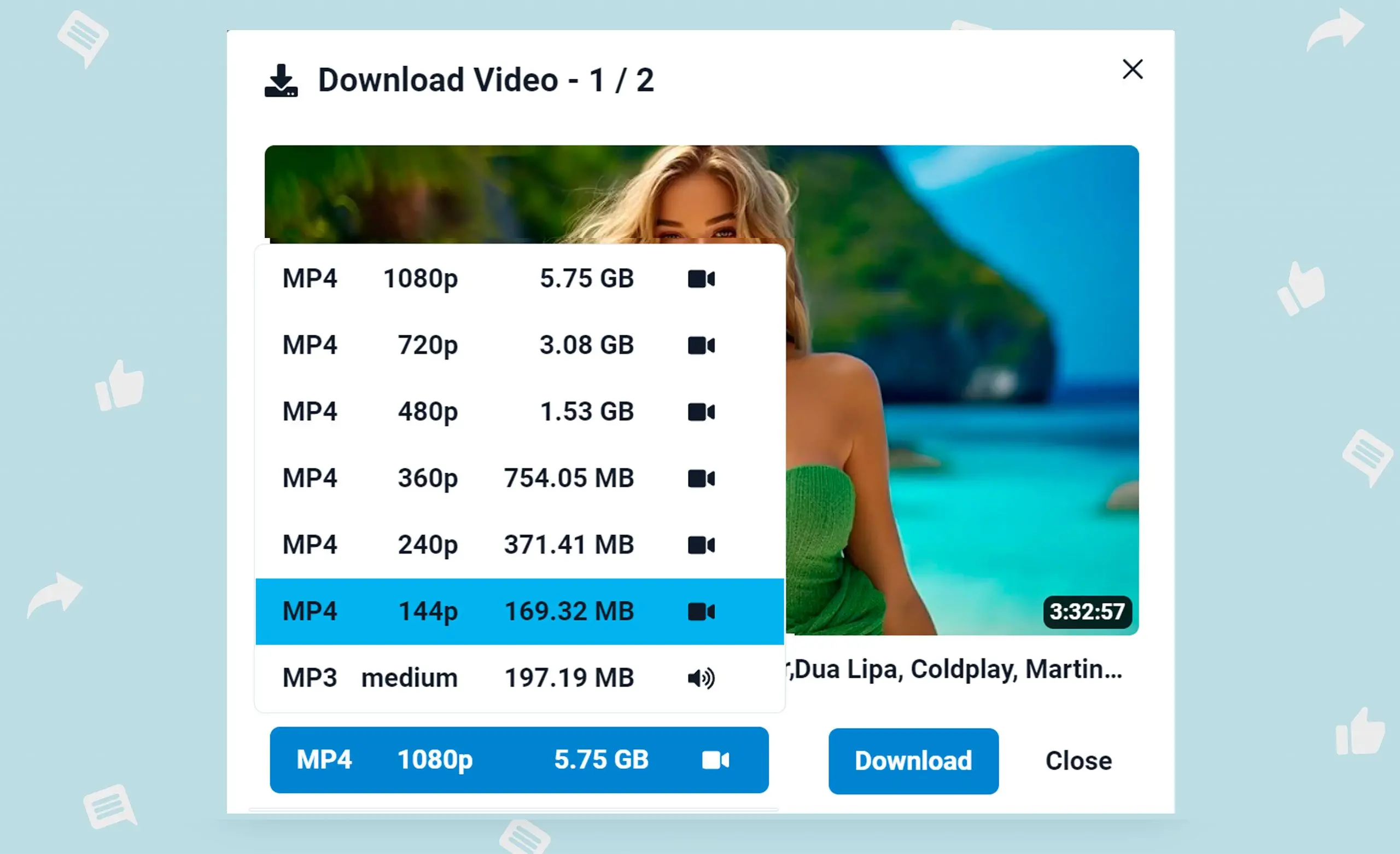 Flexible video and audio format selection.