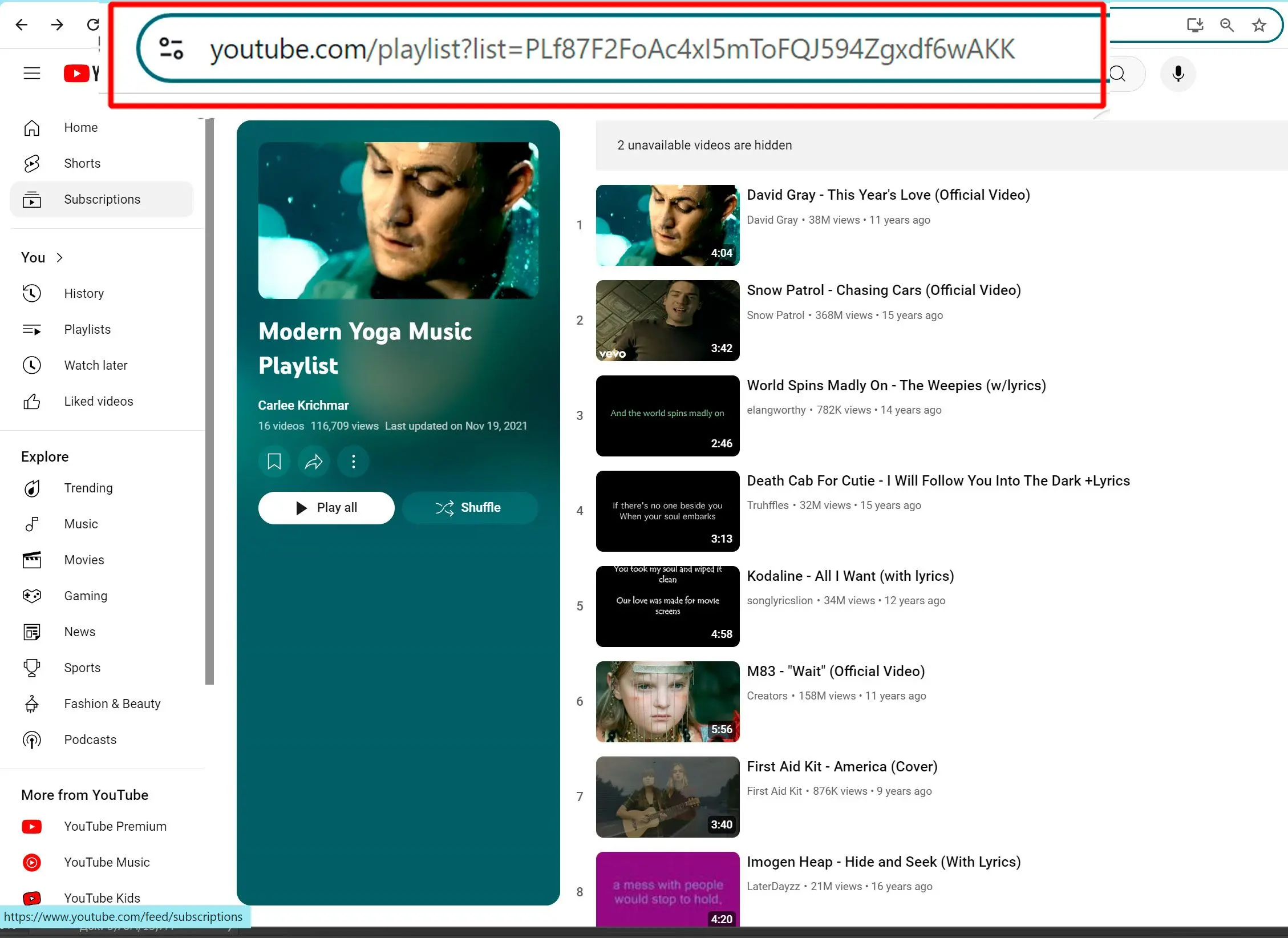 Copy the Playlist URL.