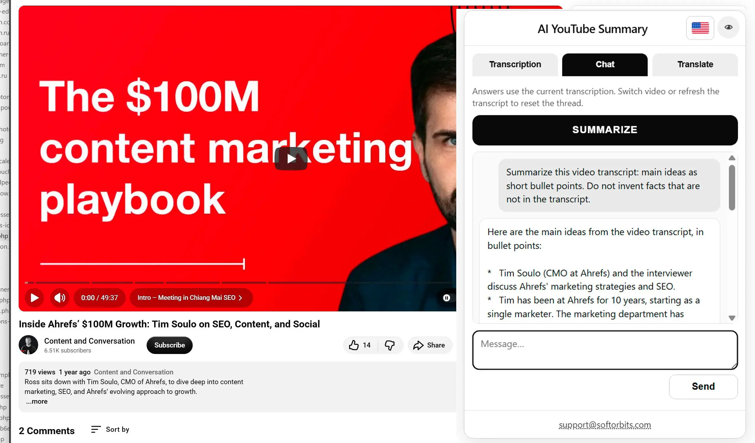 Summarize Video with AI or Ask Questions.