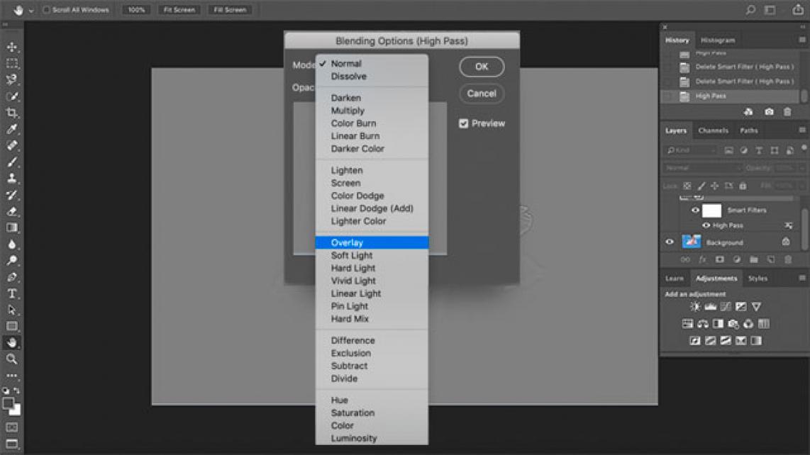 deblur in photoshop using overlay.