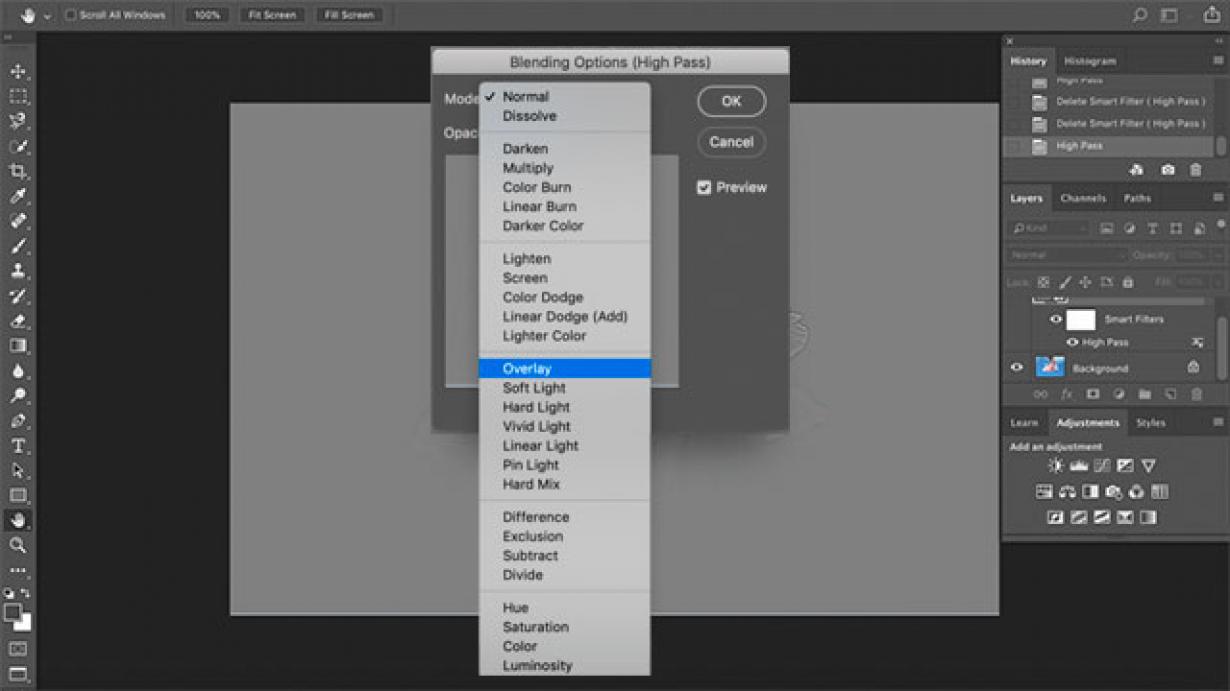 deblur in photoshop using overlay.