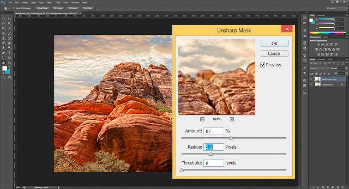 unblur in photoshop using unsharp mask.